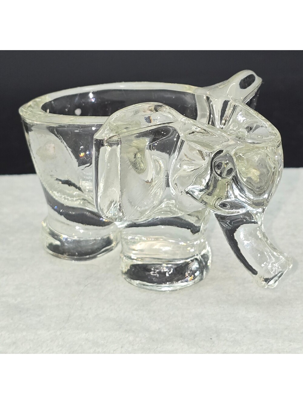 Vintage Art Vannes France Crystal Elephant Pipe Holder Rest Ashtray Mid Century